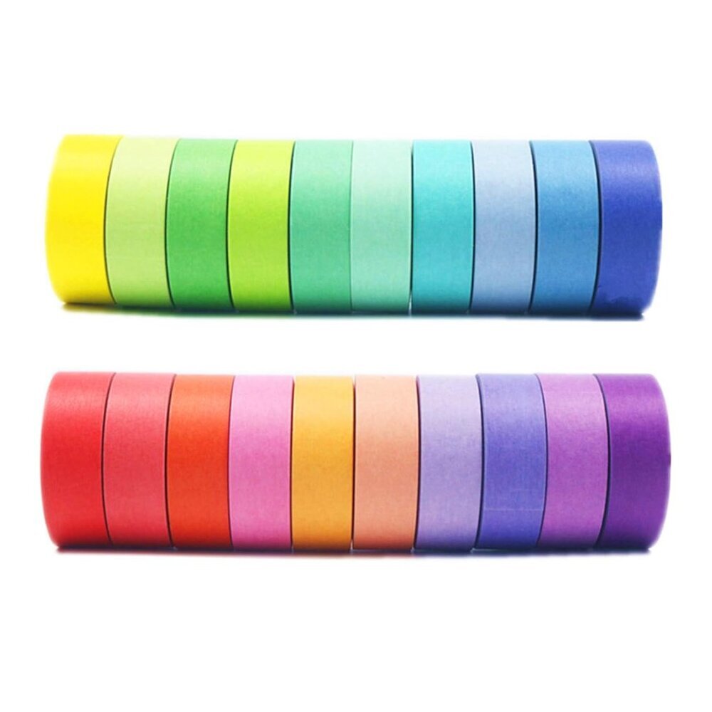 Washi Tape Set, 20 Rolls Colored Masking Tape, 15mm Rainbow Pastel Writable Colo